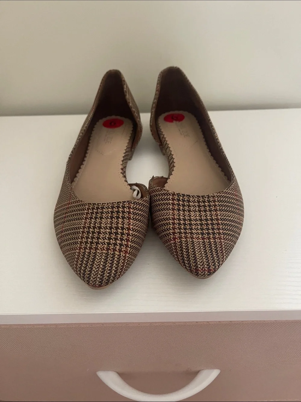 Rachel Zoe Brown Plaid Pointed-Toe Flats